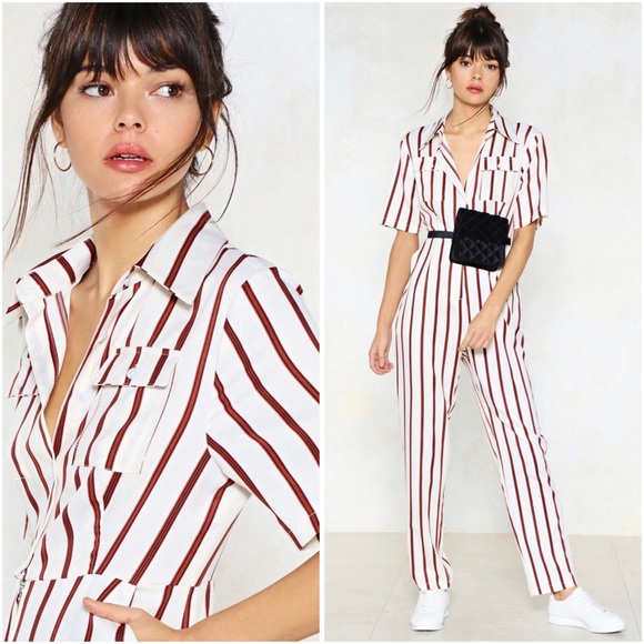 Nasty Gal Pants - Nasty Gal Stripes Jumpsuit